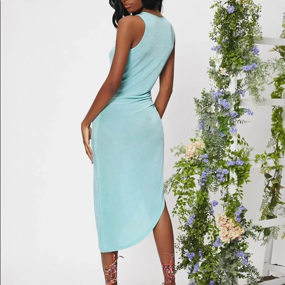 Blue women cute dress long sleeve fashion/ modern style dress - Picture 4 of 5
